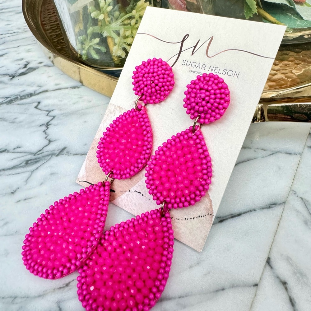 Pink Beaded Earrings